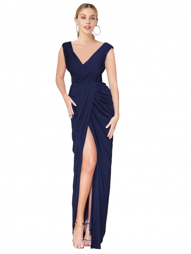 Chiffon Costas em V Comprimento Chão Decote V Sereia Vestidos de Madrinha / Vestidos de Noite / Vestidos de Festa em Promoção