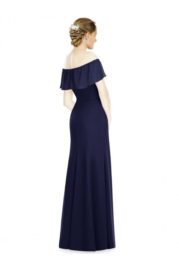 Chiffon Comprimento Chão Fora do Ombro Trombeta Longo Vestidos de Madrinha em Promoção