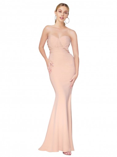 Crepe Esticado Comprimento Chão Amor Sereia Vestidos de Madrinha / Vestidos de Noite / Vestidos de Festa em Promoção