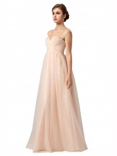 Tule Comprimento Chão Amor Linha A Vestido de Festa / Vestido de Madrinha em Promoção