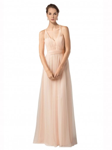 Tule Comprimento Chão Amor Linha A Nu Vestidos de Madrinha em Promoção