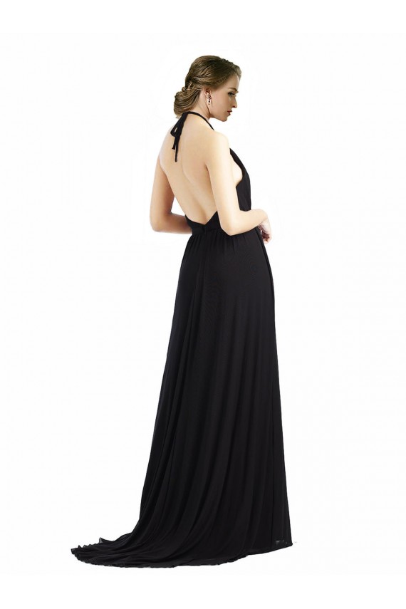 Chiffon Abrir de volta Comprimento Chão Cabeçada Linha A Ostra Prata Vestidos de Madrinha em Promoção