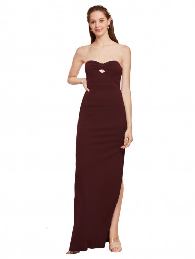 Crepe Esticado Comprimento Chão Sem alças Bainha Vestidos de Madrinha / Vestidos de Noite / Vestidos de Festa em Promoção