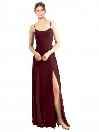 Chiffon Comprimento Chão Alças finas Linha A Vestidos de Festa em Promoção
