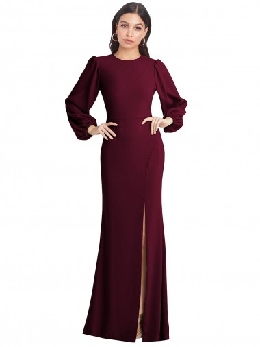 Crepe Esticado Abrir de volta Comprimento Chão Barco Trombeta Vestidos de Madrinha / Vestidos de Noite / Vestidos de Festa em Promoção