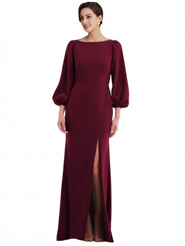 Crepe Esticado Abrir de volta Comprimento Chão Barco Trombeta Longo Vestidos de Madrinha / Vestidos de Noite / Vestidos de Festa em Promoção
