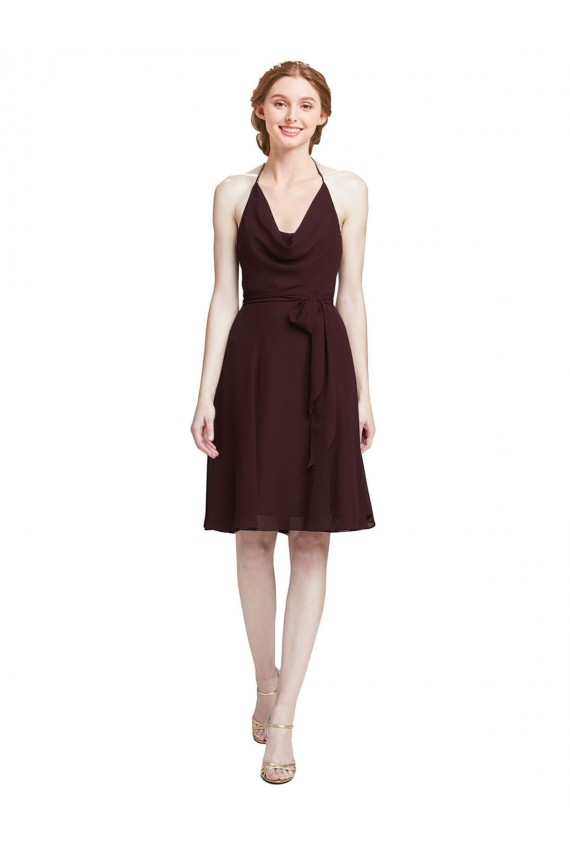 Chiffon Comprimento Joelho Alças finas Linha A Vestidos de Madrinha / Vestidos de Cocktail / Vestidos de Homecoming em Promoção