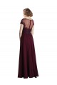 Tule & Chiffon Comprimento Chão Decote Joia Linha A Vestidos de Madrinha em Promoção