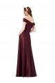 Cetim Comprimento Chão Fora do Ombro Linha A Longo Vestidos de Madrinha / Vestidos de Noite / Vestidos de Festa em Promoção