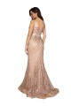 Lantejoulas & Lantejoulas Espumantes Costas em V Comprimento Chão Decote V Sereia Vestidos de Madrinha / Vestidos de Noite / Vestidos de Festa em Promoção