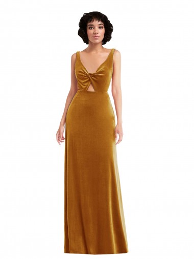 Veludo Elástico Costas em V Comprimento Chão Decote V Trombeta Vestidos de Madrinha / Vestidos de Festa em Promoção