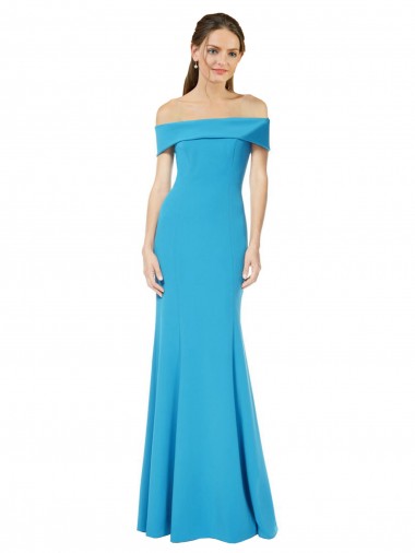 Crepe Esticado Comprimento Chão Fora do Ombro Bainha Vestidos de Madrinha / Vestidos de Noite / Vestidos de Festa em Promoção