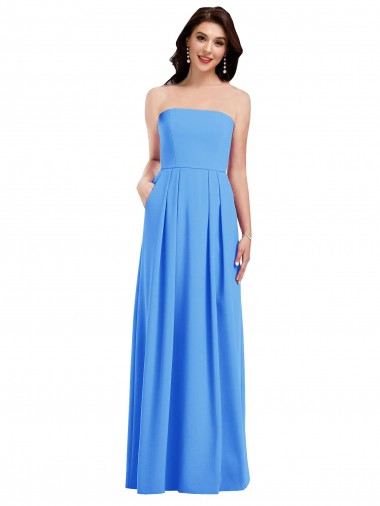 Crepe Esticado Lombar Comprimento Chão Sem alças Trombeta Longo Vestidos de Madrinha / Vestidos de Festa em Promoção