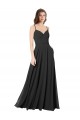 Chiffon Abrir de volta Comprimento Chão Amor Linha A Preto Vestidos de Madrinha em Promoção