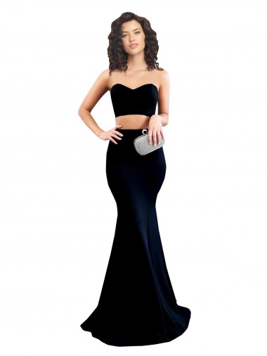 Crepe Esticado Lombar Comprimento Chão Decote Alto Sereia Vestidos de Madrinha / Vestidos de Noite / Vestidos de Festa em Promoção