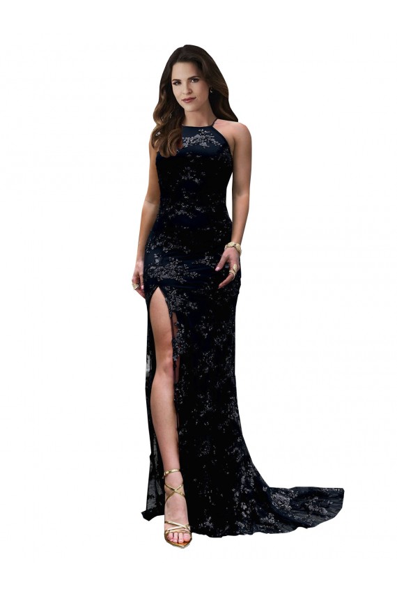 Renda Abrir de volta Comprimento Chão Decote Alto Sereia Longo Vestidos de Madrinha / Vestidos de Noite / Vestidos de Festa em Promoção