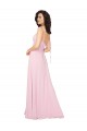 Chiffon Costas em V Comprimento Chão Decote V Linha A Quase Rosa Vestidos de Madrinha em Promoção