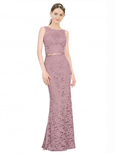 Renda Comprimento Chão Decote Ilusão Sereia Vestidos de Madrinha / Vestidos de Festa em Promoção