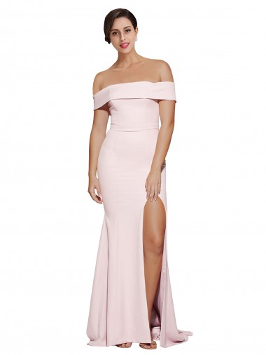 Crepe Esticado Lombar Comboio Varredela Decote Quadrado Bainha Vestidos de Madrinha / Vestidos de Noite / Vestidos de Festa em Promoção