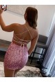 Lantejoulas Veludo Curto Alças finas Bainha Vestido de Festa em Promoção