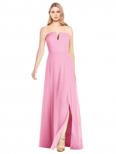 Chiffon Comprimento Chão Decote V Trombeta Rosa Choque Vestidos de Madrinha em Promoção