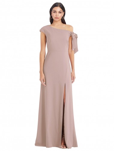 Crepe Esticado Comprimento Chão Fora do Ombro Linha A Longo Vestidos de Madrinha / Vestidos de Noite / Vestidos de Festa em Promoção