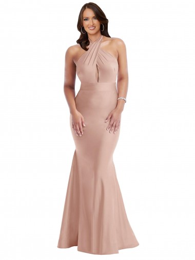 Cetim Sedoso Abrir de volta Comprimento Chão Cabeçada Sereia Vestidos de Madrinha / Vestidos de Noite / Vestidos de Festa em Promoção