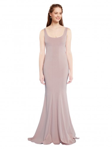 Crepe Esticado Comprimento Chão Colher Sereia Vestidos de Madrinha / Vestidos de Noite / Vestidos de Festa em Promoção
