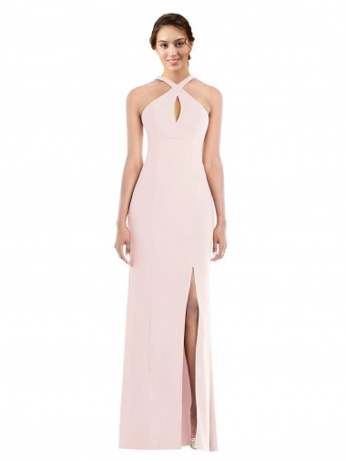 Crepe Esticado Lombar Comprimento Chão Cabeçada Trombeta Vestidos de Madrinha / Vestidos de Noite / Vestidos de Festa em Promoção