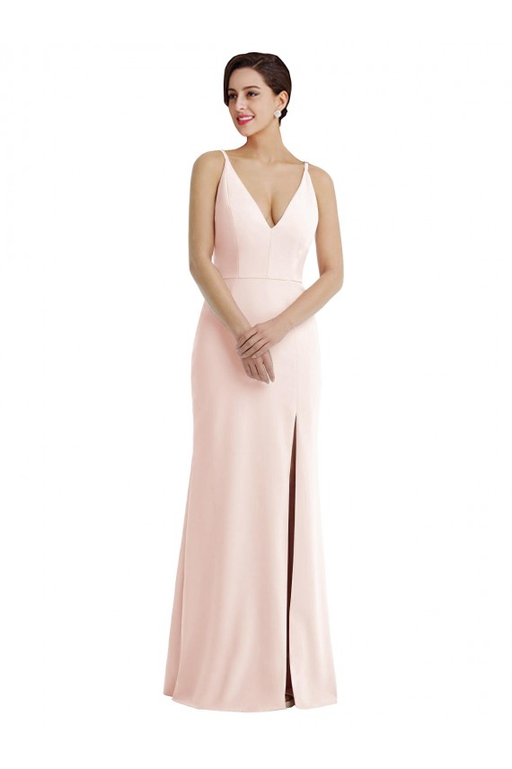 Crepe Esticado Costas em V Comprimento Chão Decote V Trombeta Vestidos de Madrinha / Vestidos de Noite / Vestidos de Festa em Promoção