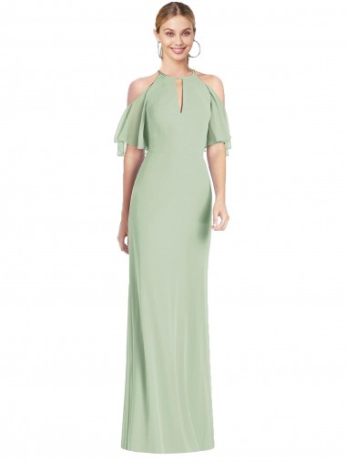 Chiffon Comprimento Chão Cabeçada Sereia Longo Vestidos de Madrinha em Promoção