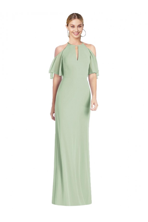 Chiffon Comprimento Chão Cabeçada Sereia Longo Vestidos de Madrinha em Promoção