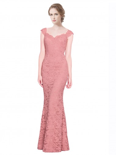 Renda Comprimento Chão Amor Sereia Salmão Vestidos de Madrinha / Vestidos de Festa em Promoção