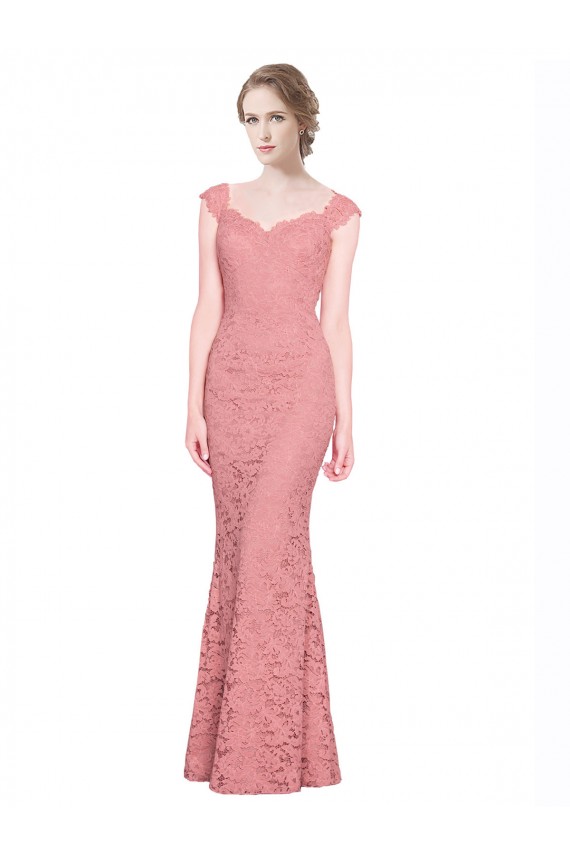Renda Comprimento Chão Amor Sereia Salmão Vestidos de Madrinha / Vestidos de Festa em Promoção