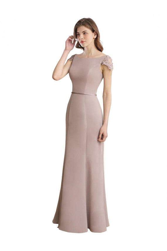 Chiffon & Renda Comprimento Chão Colher Sereia Vestidos de Madrinha em Promoção