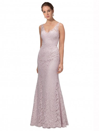 Renda Costas em V Comprimento Chão Decote V Sereia Vestidos de Madrinha / Vestidos de Festa em Promoção