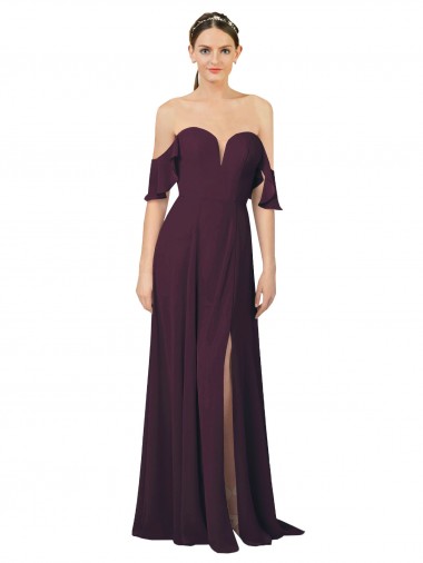 Chiffon Comprimento Chão Amor Bainha Uva Vestidos de Madrinha em Promoção