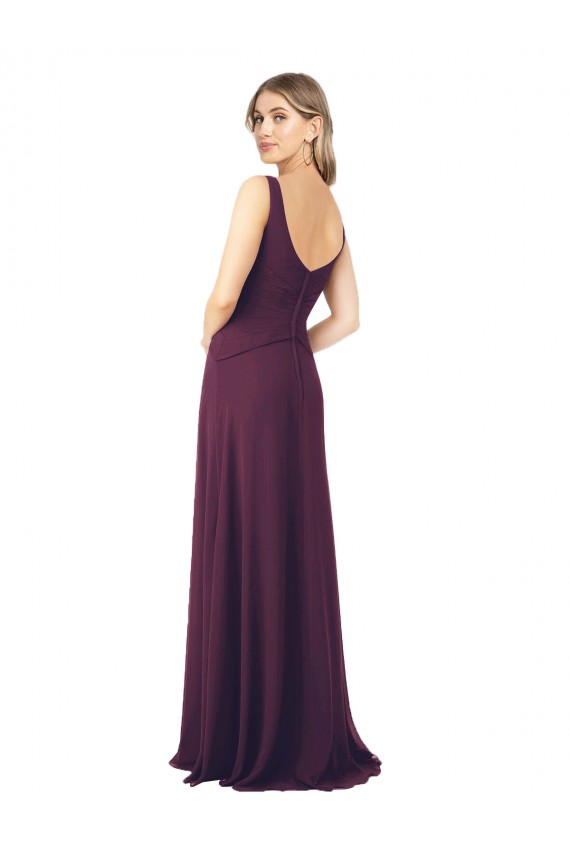 Chiffon Comprimento Chão Decote V Linha A Vestido de Madrinha / Vestido Formais em Promoção