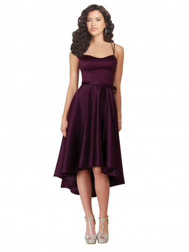 Cetim Criss Cruz Alto Baixo Amor Linha A Vestidos de Madrinha / Vestidos de Festa em Promoção