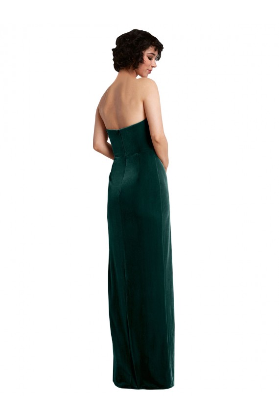 Veludo Elástico Lombar Comprimento Chão Sem alças Bainha Longo Vestidos de Madrinha / Vestidos de Noite / Vestidos de Festa em Promoção