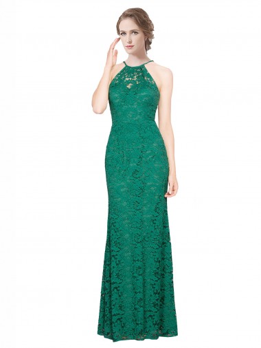 Renda Lombar Comprimento Chão Cabeçada Sereia Vestidos de Madrinha / Vestidos de Festa em Promoção