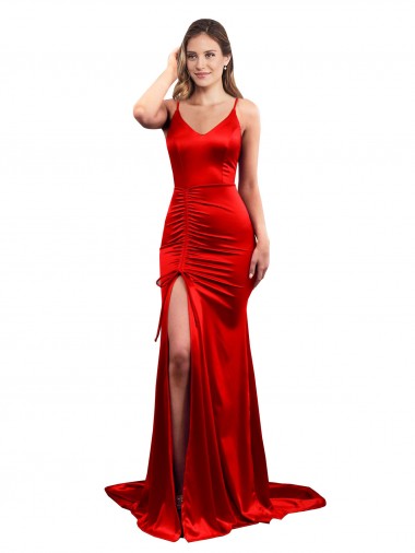 Cetim Elástico Lombar Comprimento Chão Amor Sereia Vestidos de Madrinha / Vestidos de Baile / Vestidos de Festa em Promoção