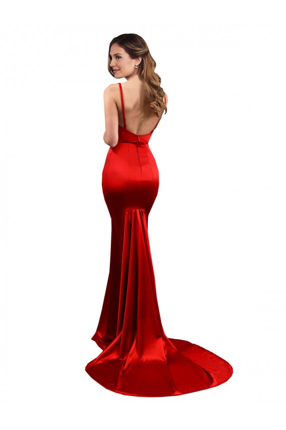 Cetim Elástico Lombar Comprimento Chão Amor Sereia Vestidos de Madrinha / Vestidos de Baile / Vestidos de Festa em Promoção