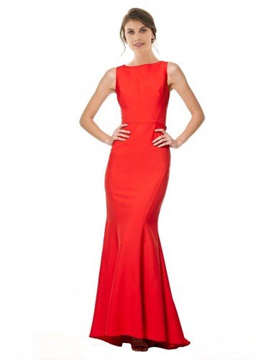 Crepe Esticado Abrir de volta Comprimento Chão Cabeçada Sereia Vestidos de Madrinha / Vestidos de Noite em Promoção