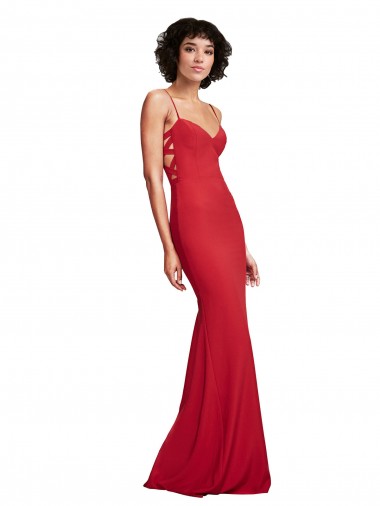 Crepe Esticado Comprimento Chão Alças finas Sereia Vestidos de Madrinha / Vestidos de Noite / Vestidos de Festa em Promoção