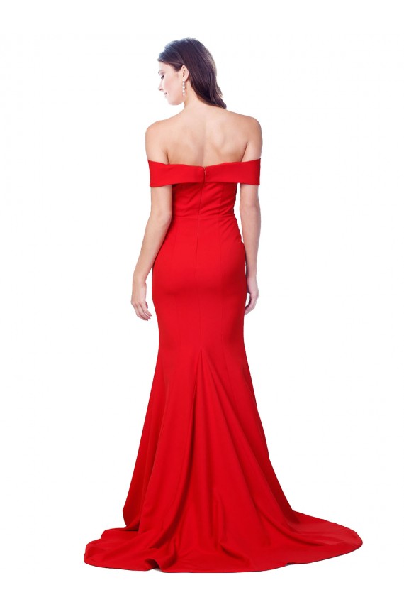 Crepe Esticado Comprimento Chão Amor Sereia Vermelho Vestidos de Madrinha / Vestidos de Noite / Vestidos de Festa em Promoção