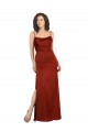 Cetim Sedoso Lombar Comprimento Chão Alças finas Linha A Vermelho Vestidos de Madrinha / Vestidos de Noite / Vestidos de Festa em Promoção