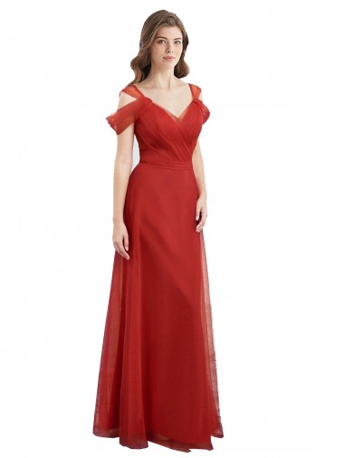 Tule Lombar Comprimento Chão Amor Linha A Longo Vestidos de Madrinha em Promoção