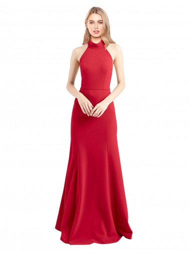Crepe Esticado Abrir de volta Comprimento Chão Cabeçada Linha A Vestidos de Madrinha / Vestidos de Noite / Vestidos de Festa em Promoção