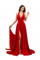 Spandex Abrir de volta Comprimento Chão Cabeçada Linha A Vermelho Vestidos de Madrinha / Vestidos de Noite / Vestidos de Festa em Promoção